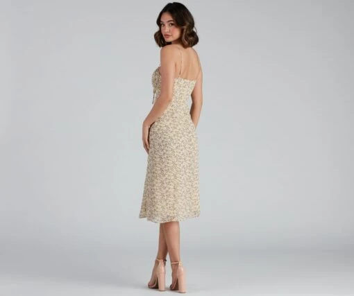 Windsor. Floral Retreat Chiffon Sweetheart Midi Dress -Specialtycookwareus 05102 4356 2