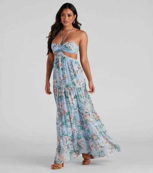 Windsor. Bora Bora Floral Chiffon Maxi Dress -Specialtycookwareus 05102 4391 1