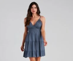 Windsor. Let It Flow Crochet V-Neck Skater Dress -Specialtycookwareus 05102 4395 3