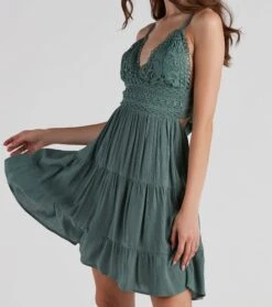 Windsor. Let It Flow Crochet V-Neck Skater Dress -Specialtycookwareus 05102 4397 4