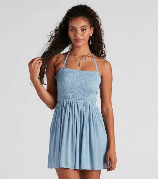 Windsor. Back Beauty Linen Halter Skater Dress -Specialtycookwareus 05102 4404 1