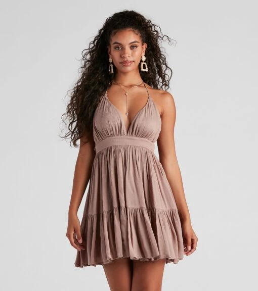 Windsor. Spring Breeze Linen Halter Skater Dress -Specialtycookwareus 05102 4423 1