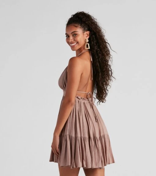 Windsor. Spring Breeze Linen Halter Skater Dress -Specialtycookwareus 05102 4423 2