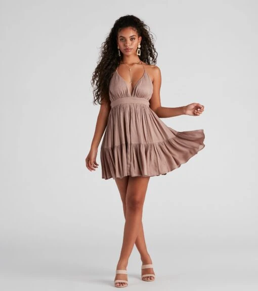 Windsor. Spring Breeze Linen Halter Skater Dress -Specialtycookwareus 05102 4423 3