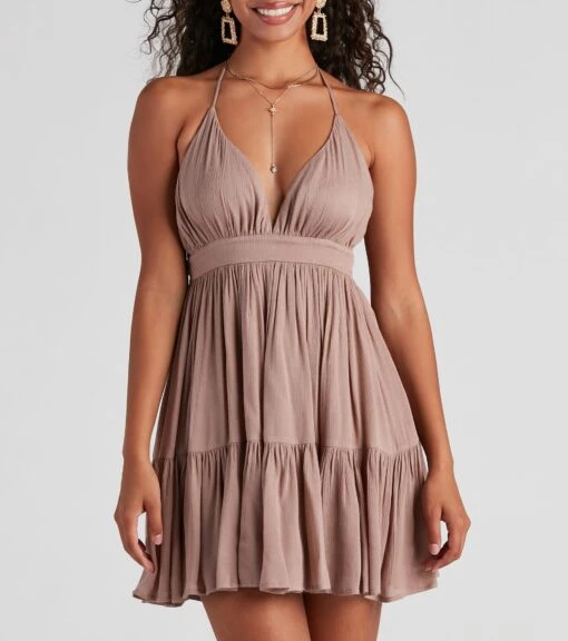 Windsor. Spring Breeze Linen Halter Skater Dress -Specialtycookwareus 05102 4423 4