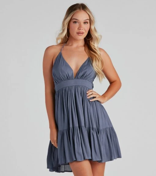 Windsor. Spring Breeze Linen Halter Skater Dress -Specialtycookwareus 05102 4425 1