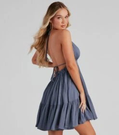 Windsor. Spring Breeze Linen Halter Skater Dress -Specialtycookwareus 05102 4425 3