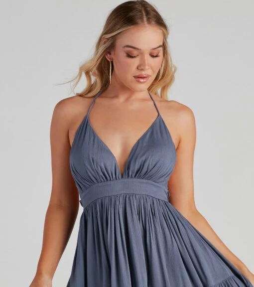 Windsor. Spring Breeze Linen Halter Skater Dress -Specialtycookwareus 05102 4425 4