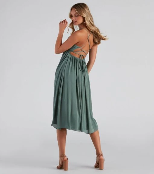 Windsor. Palisades Ruched V-Neck Midi Dress -Specialtycookwareus 05102 4456 2 1
