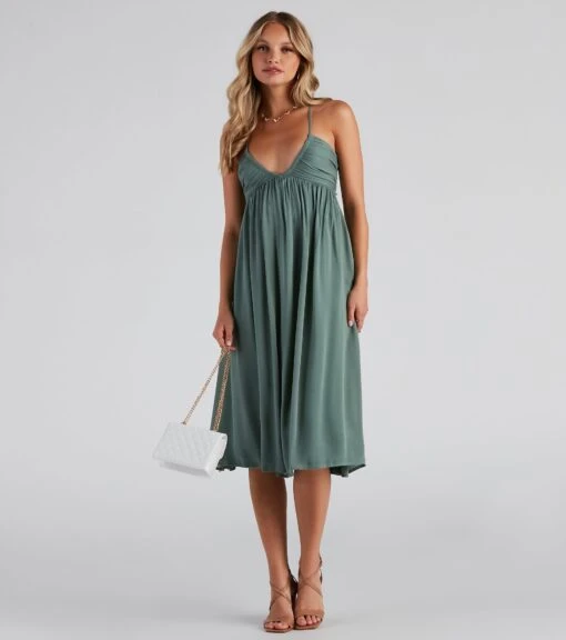 Windsor. Palisades Ruched V-Neck Midi Dress -Specialtycookwareus 05102 4456 3 1