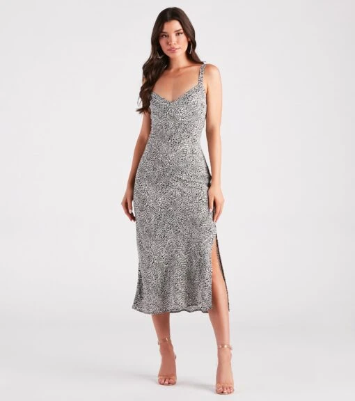 Windsor. Spot Me In Leopard Slit Midi Dress -Specialtycookwareus 05102 4469 1