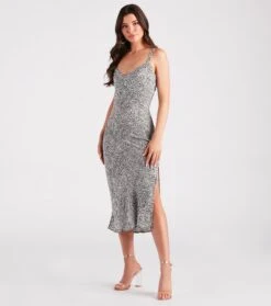 Windsor. Spot Me In Leopard Slit Midi Dress -Specialtycookwareus 05102 4469 3