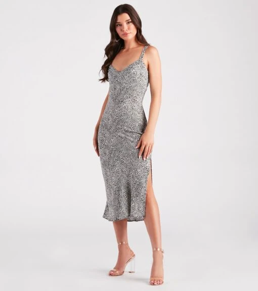 Windsor. Spot Me In Leopard Slit Midi Dress -Specialtycookwareus 05102 4469 3