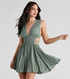 Windsor. Set The Bar Linen Cutout Mini Dress -Specialtycookwareus 05102 4503 1
