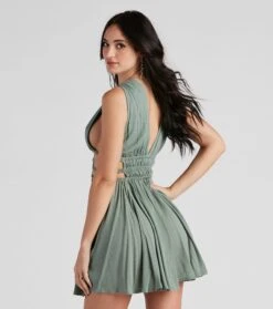 Windsor. Set The Bar Linen Cutout Mini Dress -Specialtycookwareus 05102 4503 2