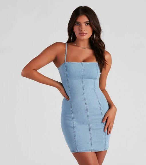 Windsor. Denim Days Square Neck Mini Dress -Specialtycookwareus 05102 4571 1