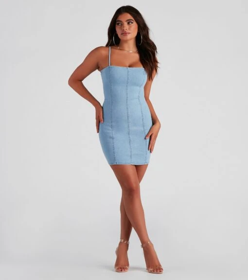 Windsor. Denim Days Square Neck Mini Dress -Specialtycookwareus 05102 4571 3