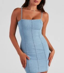 Windsor. Denim Days Square Neck Mini Dress -Specialtycookwareus 05102 4571 4