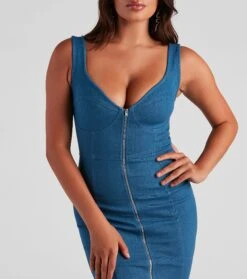 Windsor. The Cutest Denim V-Neck Mini Dress -Specialtycookwareus 05102 4591 4