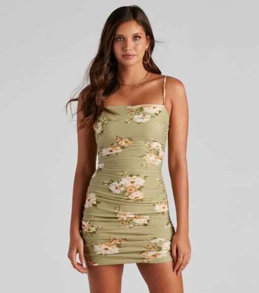 Windsor. Floral Occasion Ruched Side Mini Dress -Specialtycookwareus 05102 4606 3
