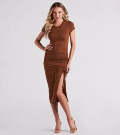 Windsor. On The Go Crew Neck Slit Midi Dress -Specialtycookwareus 05102 4872 1