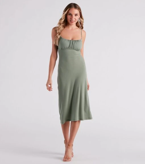 Windsor. Pretty Deets Crepe Lace-Up Midi Dress -Specialtycookwareus 05102 4891 1