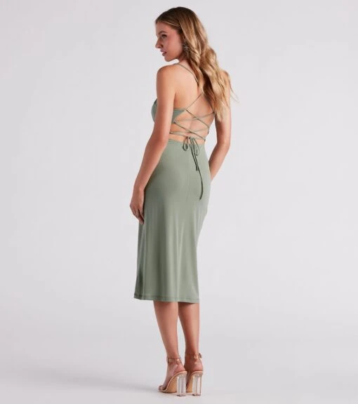 Windsor. Pretty Deets Crepe Lace-Up Midi Dress -Specialtycookwareus 05102 4891 2