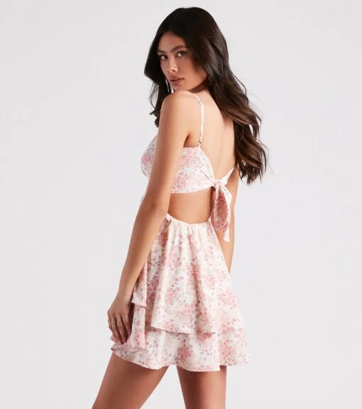 Windsor. Sweet And Cute Floral Ruffle Short Dress -Specialtycookwareus 05102 4911 2