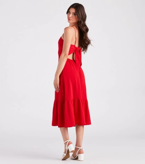 Windsor. Endless Sunshine Linen Tie-Back Midi Dress -Specialtycookwareus 05102 5012 1