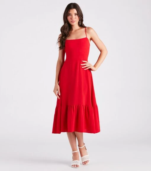 Windsor. Endless Sunshine Linen Tie-Back Midi Dress -Specialtycookwareus 05102 5012 2