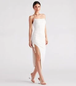 Windsor. Favorite Pick Ruched Slit Midi Dress 4 Windsor. Favorite Pick Ruched Slit Midi Dress -Specialtycookwareus 05102 5034 3