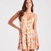 Windsor. 70s Groove Floral Tie-Back Skater Dress -Specialtycookwareus 05102 5053 1