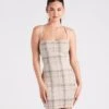 Windsor. Perfect Match Plaid Lace-Up Mini Dress -Specialtycookwareus 05102 5159 1