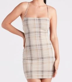Windsor. Perfect Match Plaid Lace-Up Mini Dress -Specialtycookwareus 05102 5159 4
