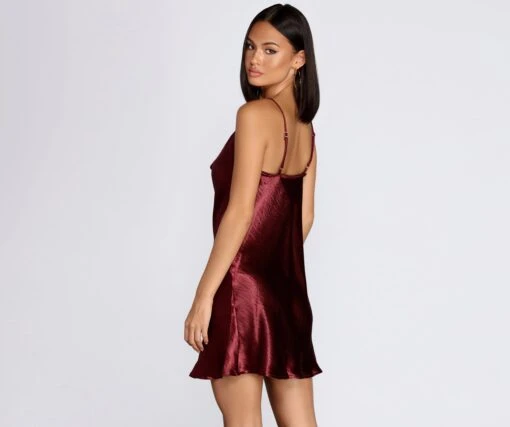Windsor. Cowl Neck Satin Mini Dress -Specialtycookwareus 05103 0185 3