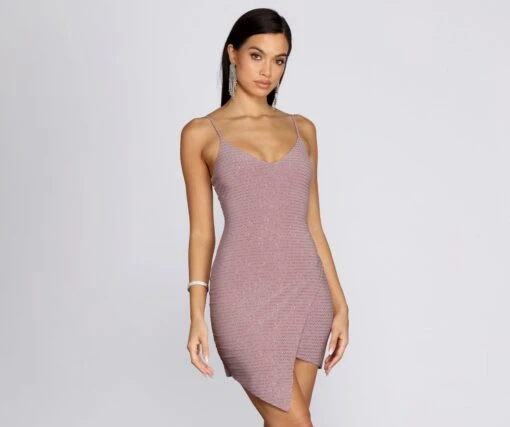 Windsor. Glitter Wrap Knit Mini Dress -Specialtycookwareus 05103 0237 1
