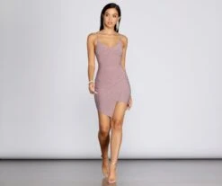 Windsor. Glitter Wrap Knit Mini Dress -Specialtycookwareus 05103 0237 4