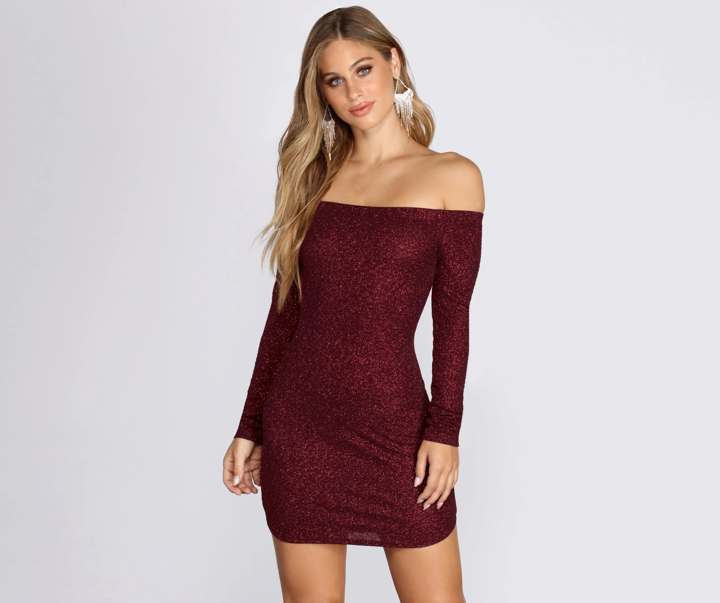 Off Shoulder Long Sleeve Glittering Mini Dress Windsor. Off Shoulder Long Sleeve Glittering Mini Dress -Specialtycookwareus 05103 0264 1 9417bacd f50e 42eb a169 b2c5dd7410a9