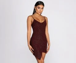 Windsor. Glitter Wrap Knit Mini Dress -Specialtycookwareus 05103 0482 1
