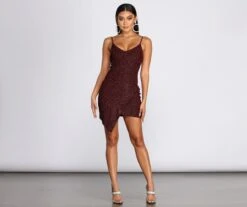Windsor. Glitter Wrap Knit Mini Dress -Specialtycookwareus 05103 0482 3