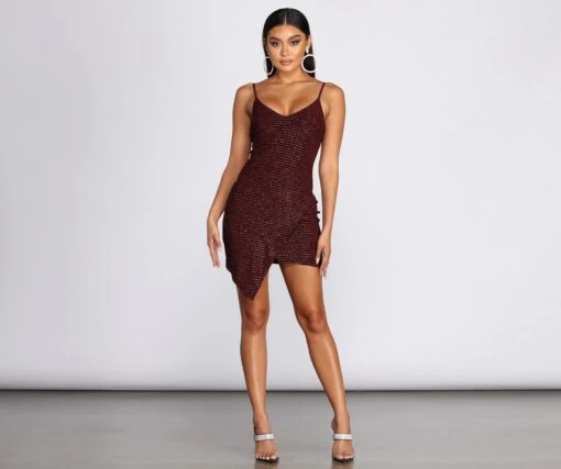Windsor. Glitter Wrap Knit Mini Dress -Specialtycookwareus 05103 0482 3
