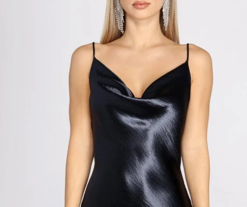 Windsor. Cowl Neck Satin Mini Dress -Specialtycookwareus 05103 0538 3