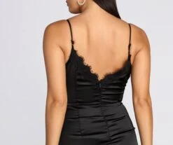 Windsor. Lace Trim Satin Mini Dress -Specialtycookwareus 05103 0673 5