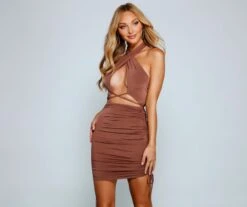 Windsor. All The Ruched Moves Cutout Mini Dress -Specialtycookwareus 05103 4121 2 5e782c12 4c48 41a0 815a bc0e6372f300