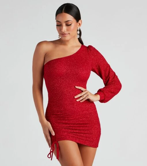 Windsor. Evening Of Sparkle Balloon Sleeve Ruche Mini Dress -Specialtycookwareus 05103 4152 1