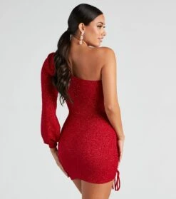 Windsor. Evening Of Sparkle Balloon Sleeve Ruche Mini Dress -Specialtycookwareus 05103 4152 2