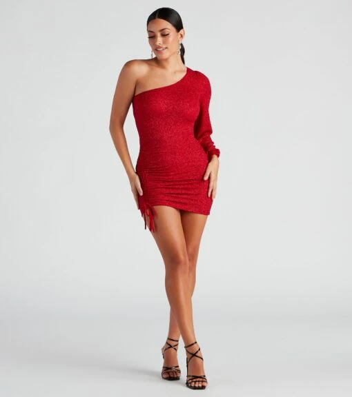 Windsor. Evening Of Sparkle Balloon Sleeve Ruche Mini Dress -Specialtycookwareus 05103 4152 3