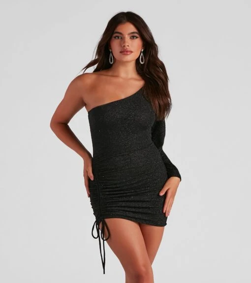 Windsor. Evening Of Sparkle Balloon Sleeve Ruche Mini Dress -Specialtycookwareus 05103 4430 1