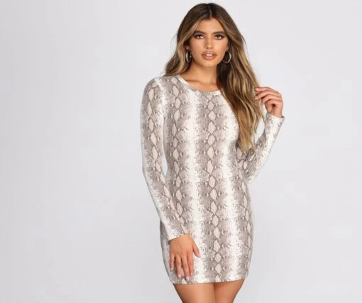 Windsor. Snake Print Waffle Knit Mini Dress -Specialtycookwareus 06002 0336 1