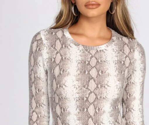 Windsor. Snake Print Waffle Knit Mini Dress -Specialtycookwareus 06002 0336 3